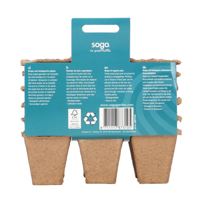 SOGO Biodegradable pots 4x4cm 6 strips à 6pc