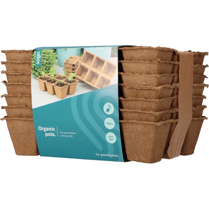 SOGO Biodegradable pots 6x6cm 14 strips à 6st.