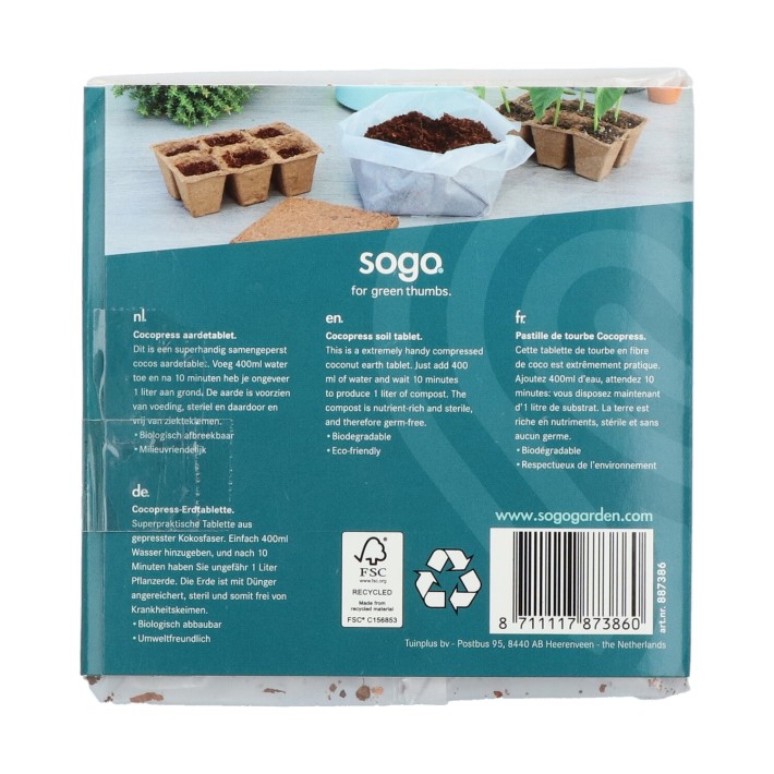 SOGO Compressed soil tablet 1L, 10x10cm