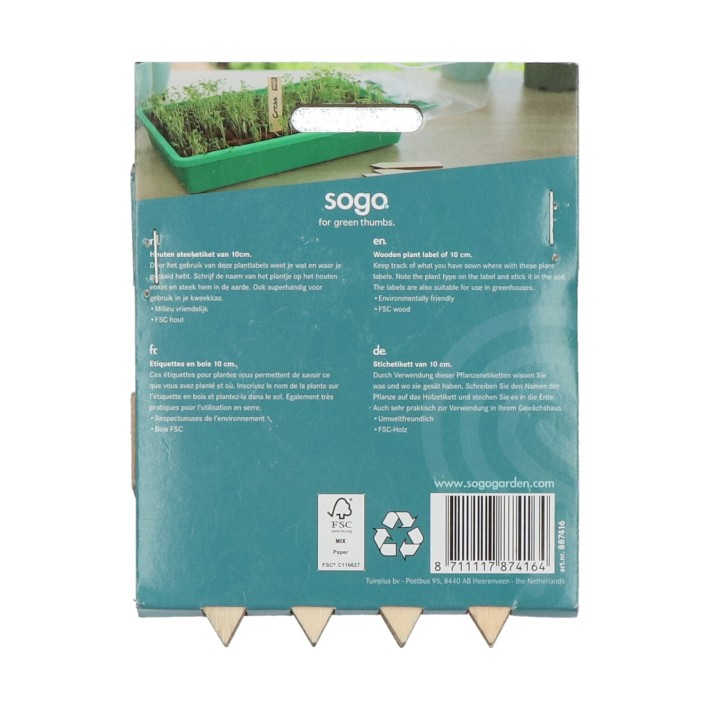 SOGO Wooden plant Labels 10cm 24pc.