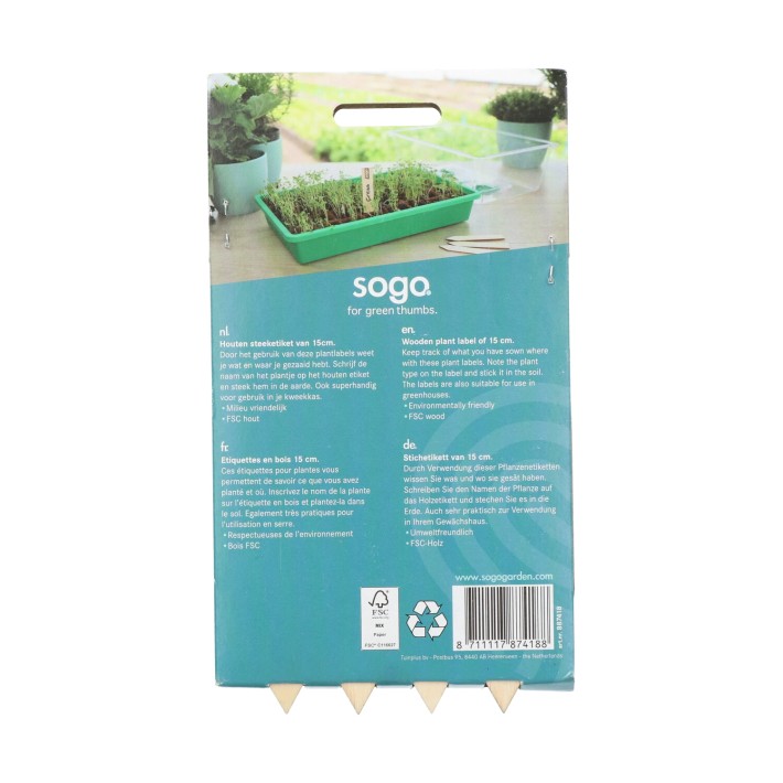 SOGO Wooden plant Labels 15cm 24pc..