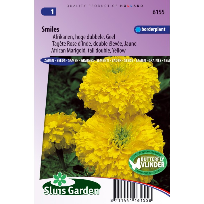 Marigold, African tall double Smiles (Yellow)