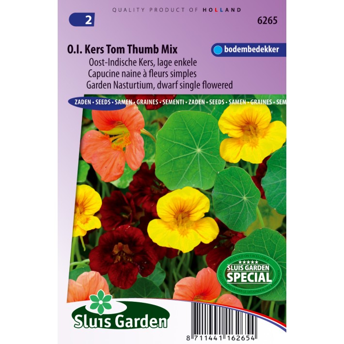 Nasturtium, Indian Cress dwarf sinlge Tom Thumb mix