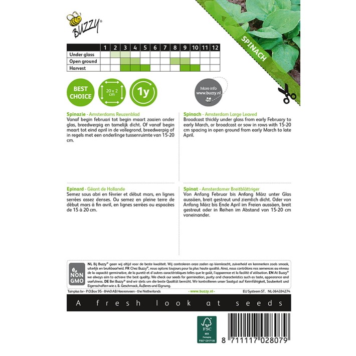 Buzzy® Spinach Amsterdams Reuzenblad - prickly seeded