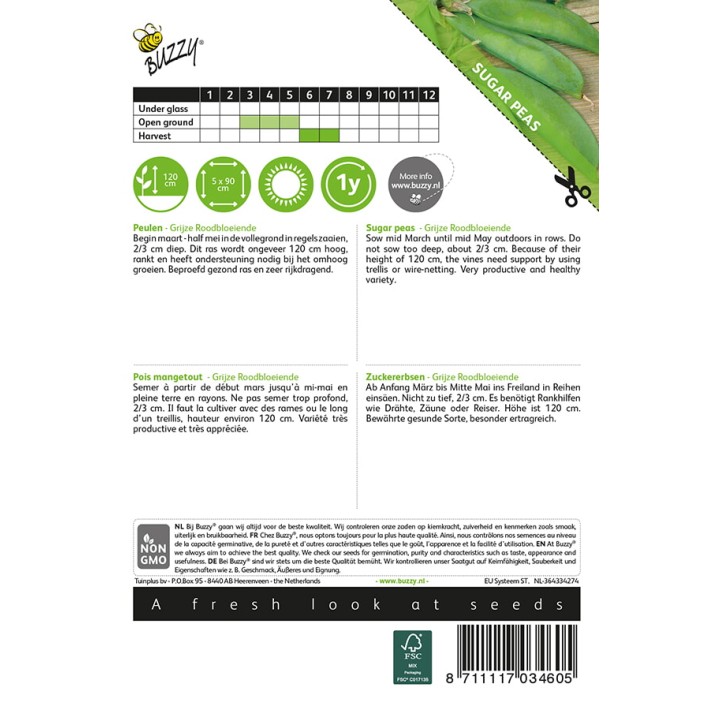 Buzzy® Sugar peas Grey redflowering