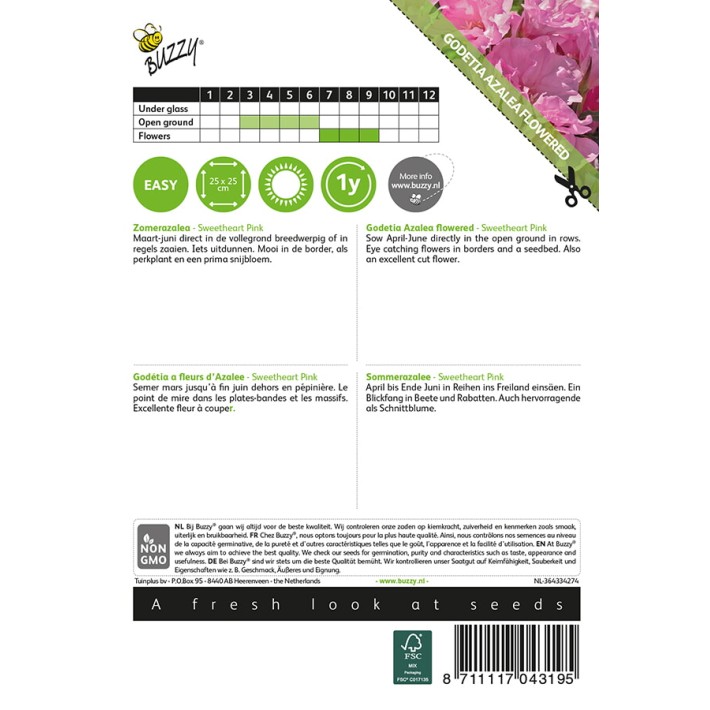 Godetia, Zomer Azalea Sweetheart Pink