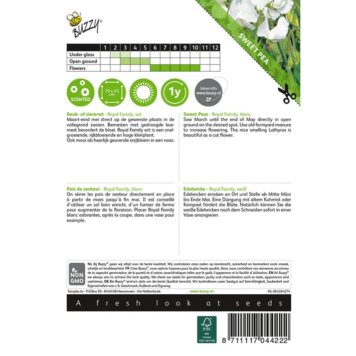 Buzzy® Lathyrus odoratus Royal Family White