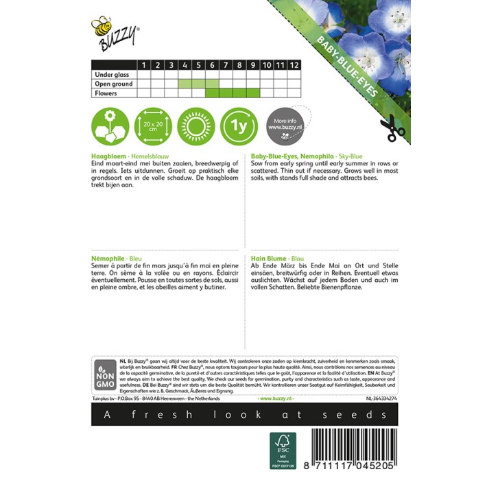 Nemophila, Haagbloem Hemelsblauw