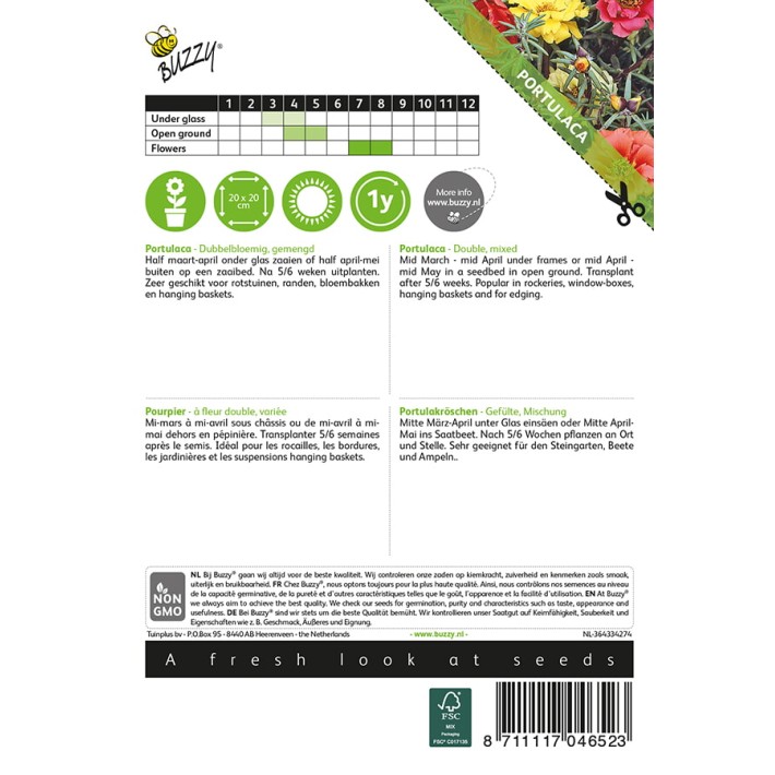 Portulaca dubbelbloemig gemengd
