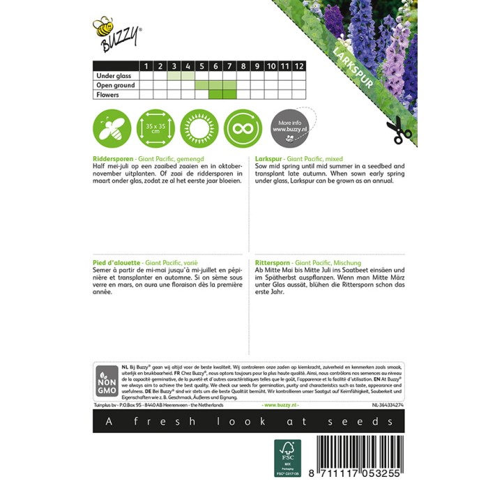 Buzzy® Larkspur Giant Pacific, mixed