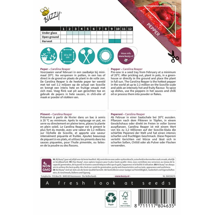 Buzzy® Xotica, Piment Carolina Reaper