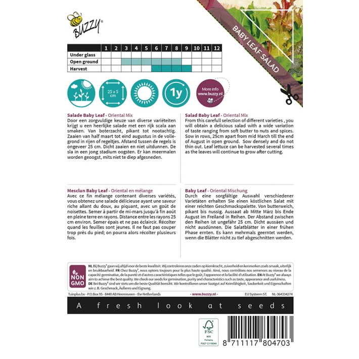 Buzzy® Xotica Mesclun Baby Leaf Oriental en mélange