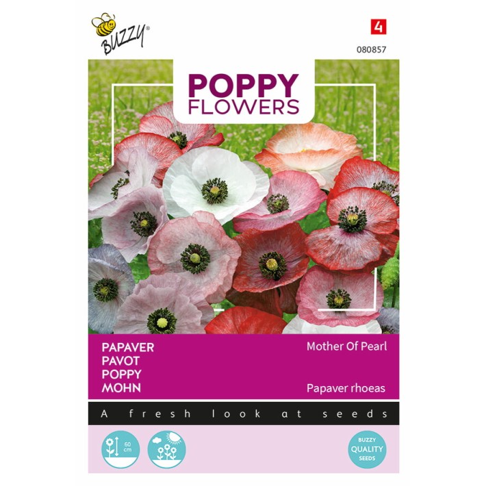 Buzzy® Poppy Flowers, Pavot des Jardins Mother Of Pearl