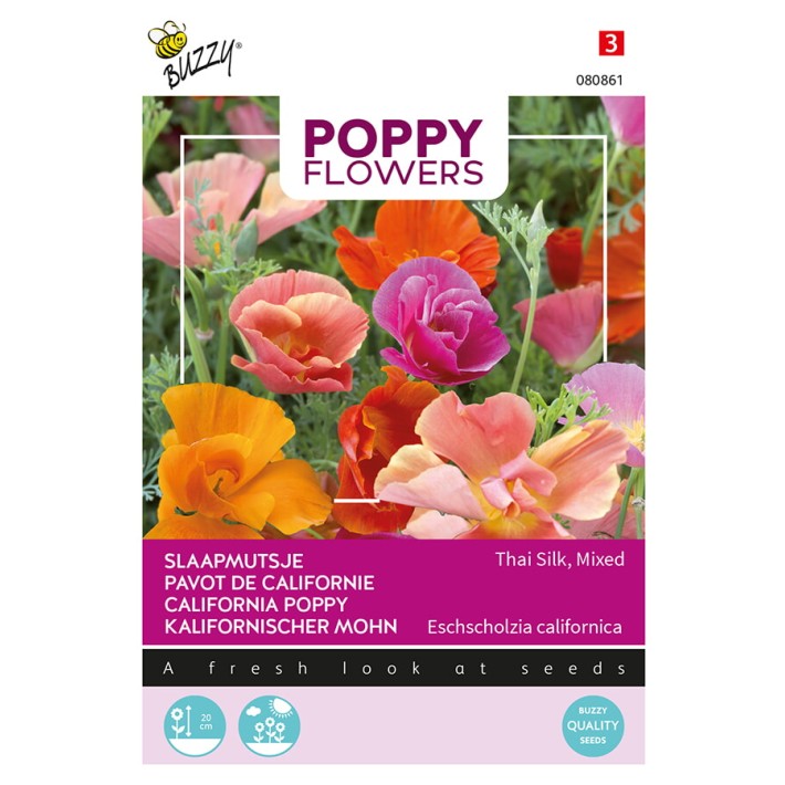 Buzzy® Poppy Flowers, Californian Poppy Thai Silk