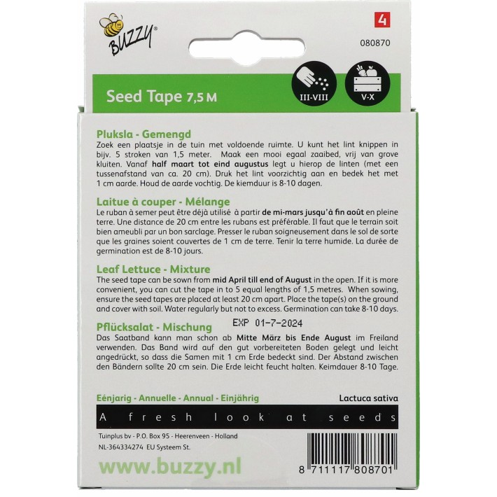 Buzzy® Ruban à semer Laitue a couper melangées