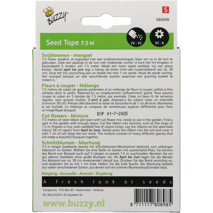 Buzzy® Seed Tape Cut flowers Mixture