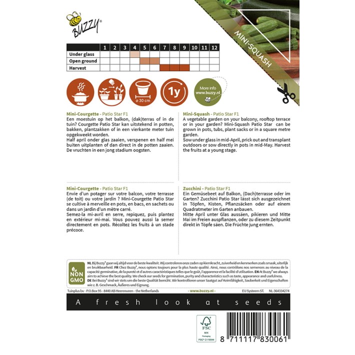 Buzzy® Patio Veggies, Mini-Squash Patio Star F1