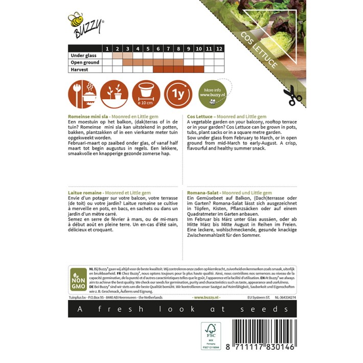 Buzzy® Patio Veggies, Cos Lettuce Red and green