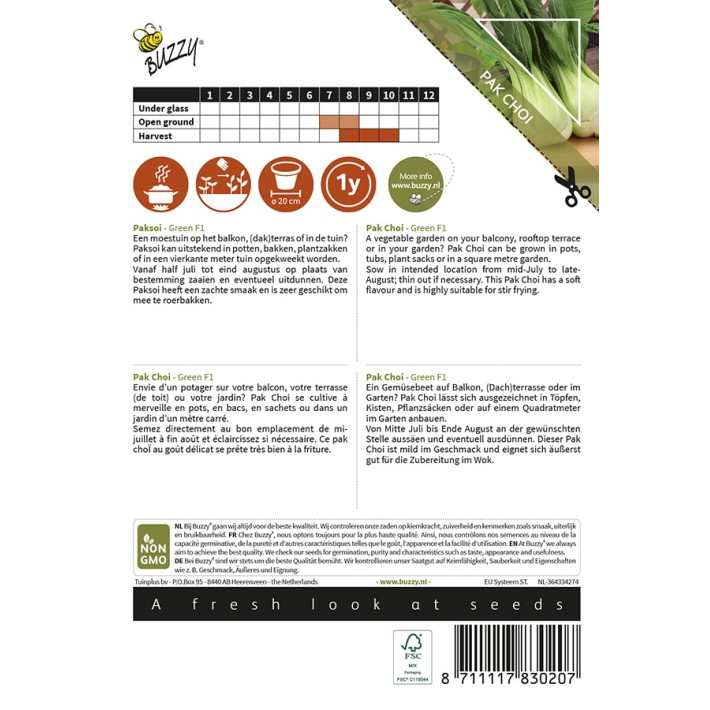 Buzzy® Patio Veggies, Pak Choi Green F1