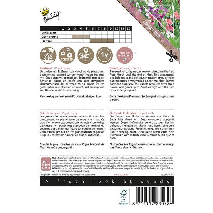 Buzzy® Colourful Bouquets, Royal Family (lathyrus)