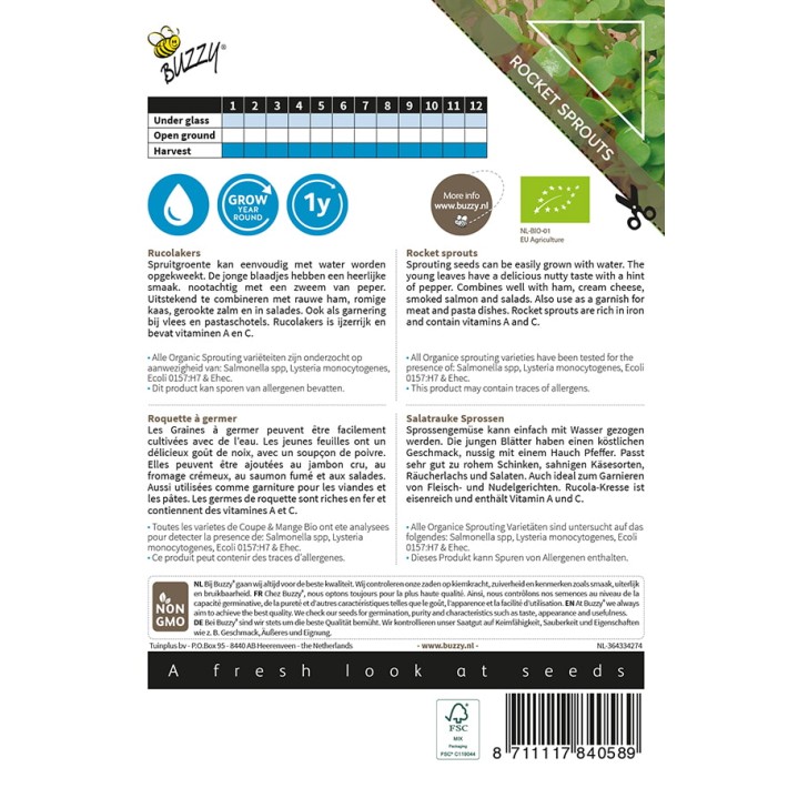 Buzzy® Organic Sprouting de roquette (BIO)