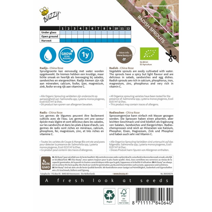 Buzzy® Organic Sprouting Radish China Rose (BIO)