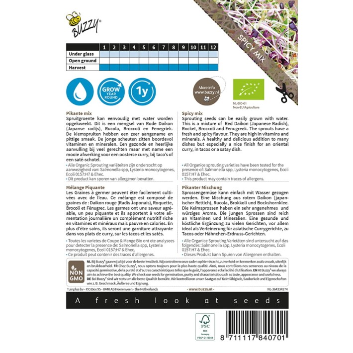 Buzzy® Organic Sprouting de Salad Piquant (BIO)