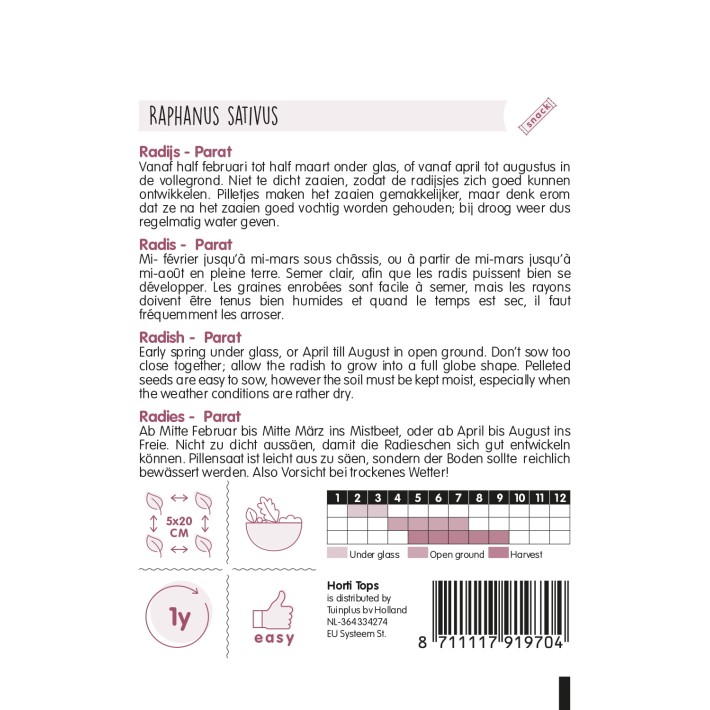 Pilstar Radis Graines enrobees