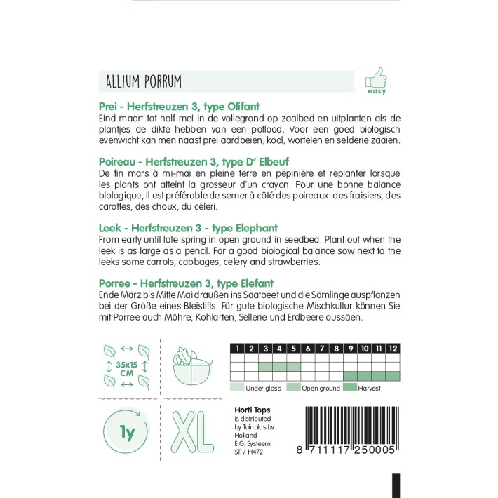 Horti Tops® Poireau Herfstreuzen 3, type d'Elbeuf