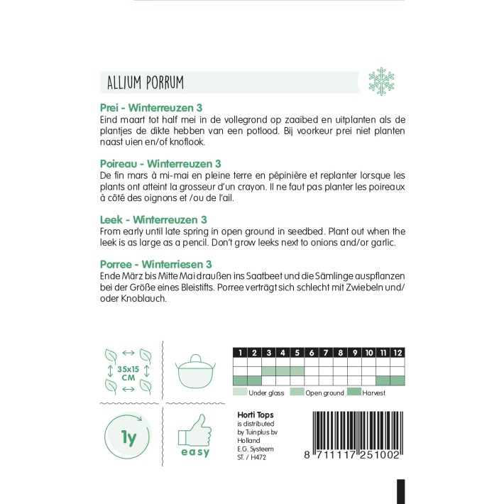 Horti Tops® Poireau d'Hiver De Liège - Géant D'Hiver 2