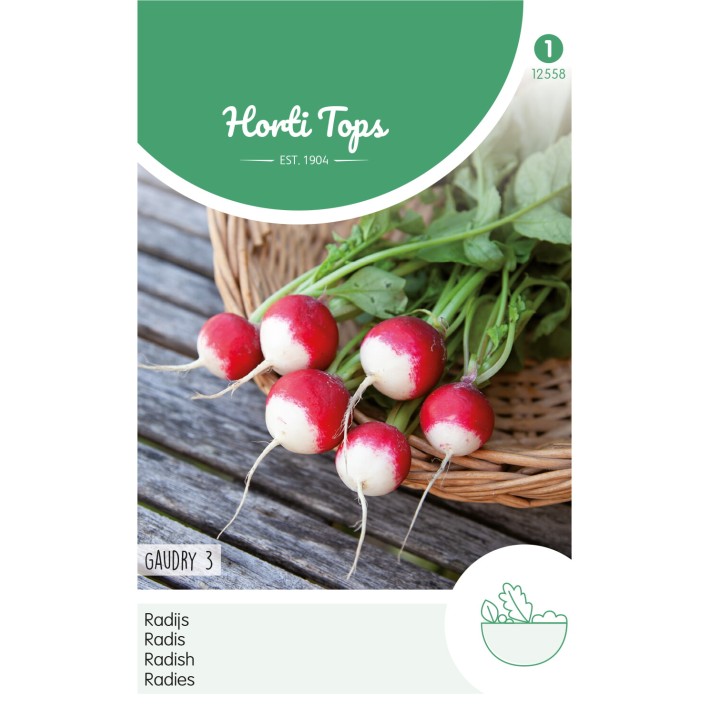 Horti Tops® Radis Gaudry, Rond rose à bout blanc 2