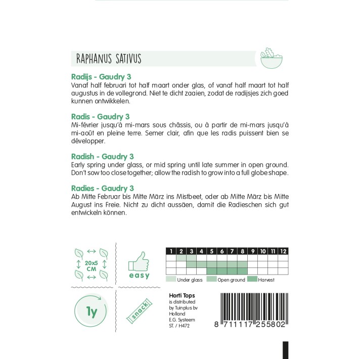 Horti Tops® Radis Gaudry, Rond rose à bout blanc 2