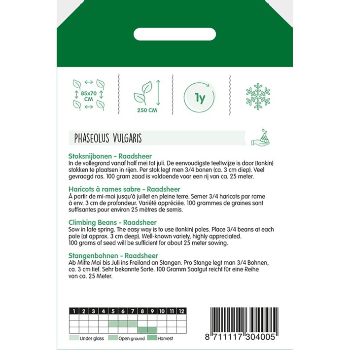 Climbing Beans Raadsheer - Type Marconi, 100g