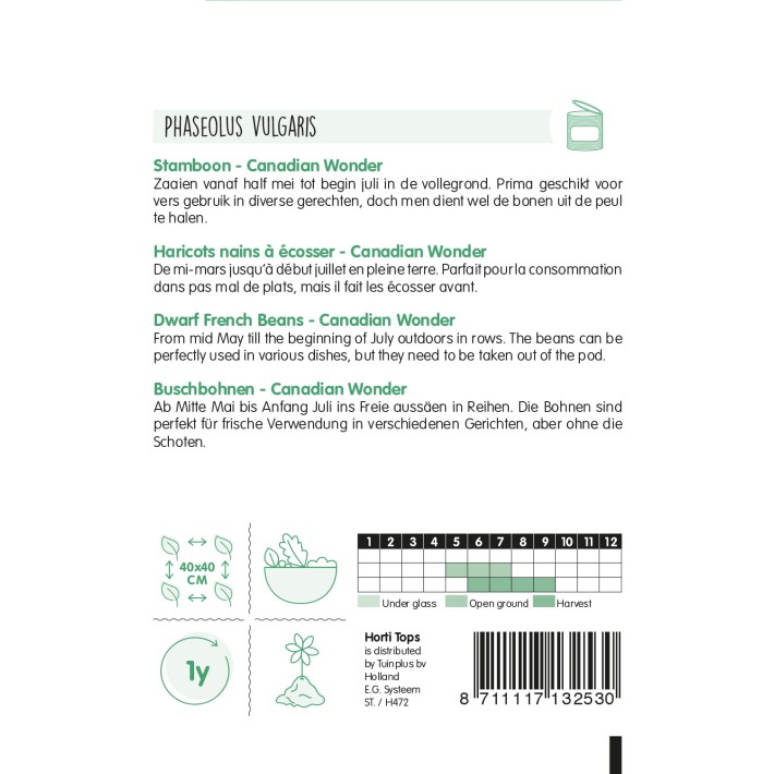Horti Tops® Haricot nain à écosser Canadian Wonder, 15g
