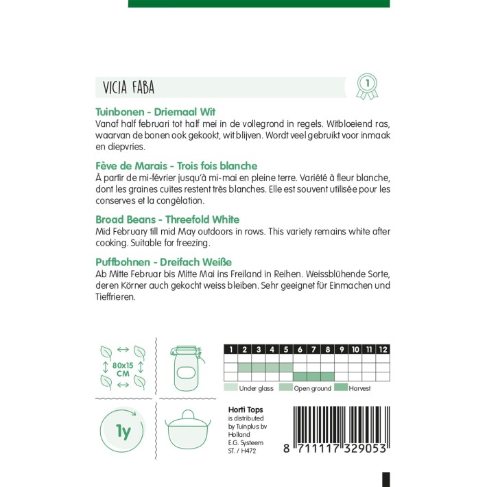 Horti Tops® Broad Beans Threefold White, 20g