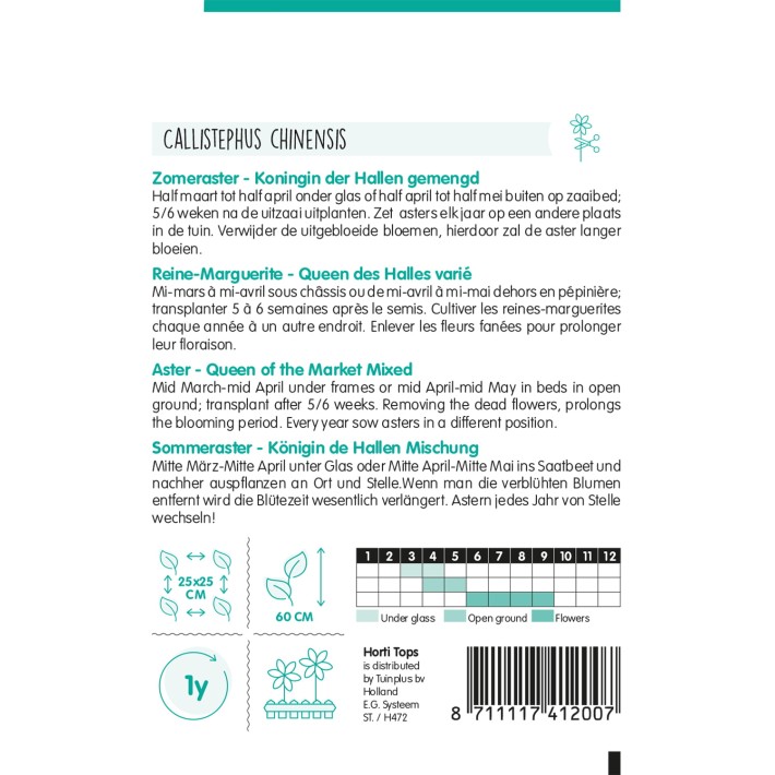 Callistephus, Zomeraster Koningin der Hallen gemengd