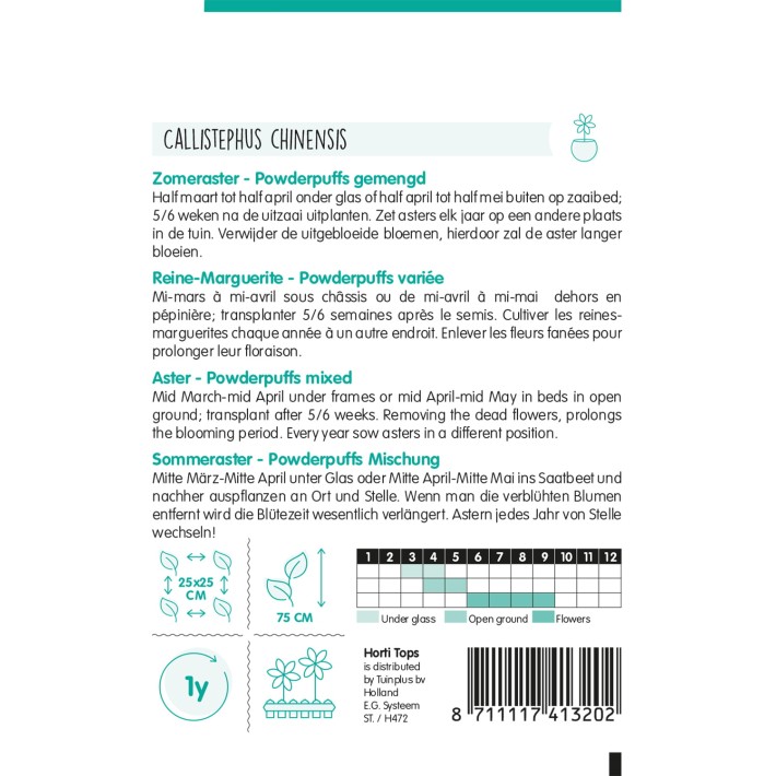 Horti Tops® Callistephus Chin. Bouquet Powderpuffs Mxd