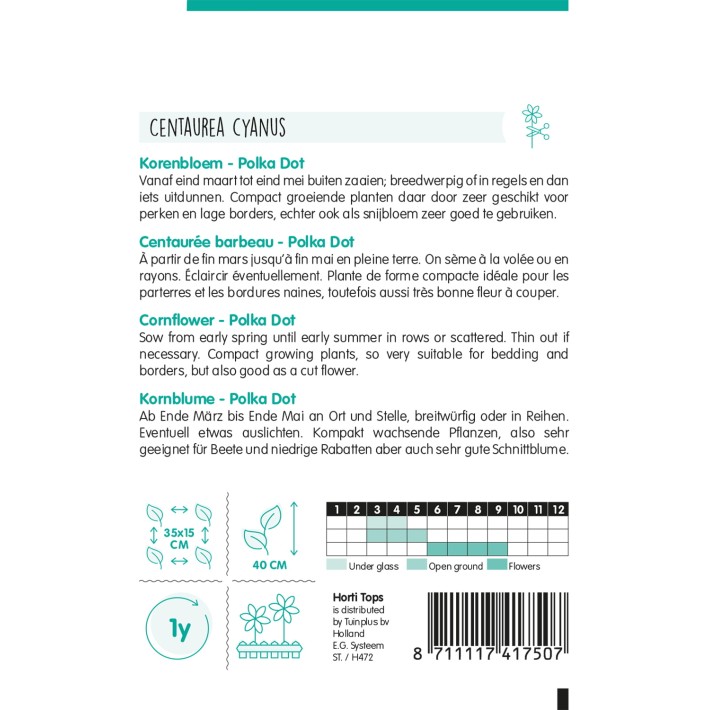 Horti Tops® Centaurea Cyanus Polka Dot Nain Varie