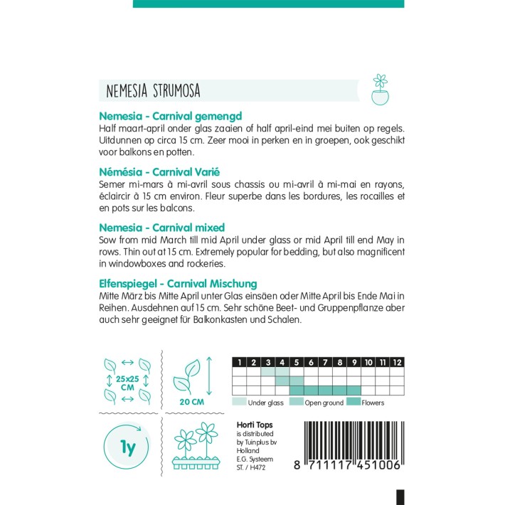 Horti Tops® Nemesia Carnaval Couleurs Variees