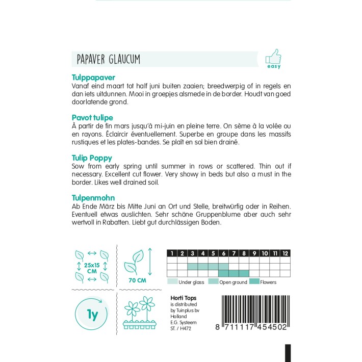 Horti Tops® Papaver glaucum, Rouge / mac. noire