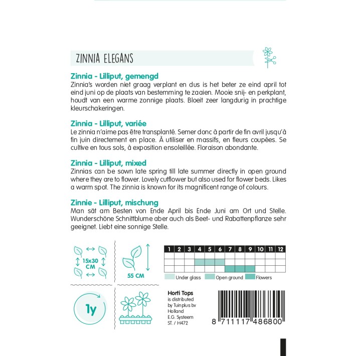 Horti Tops® Zinnia elegans double nain Lilliput variée