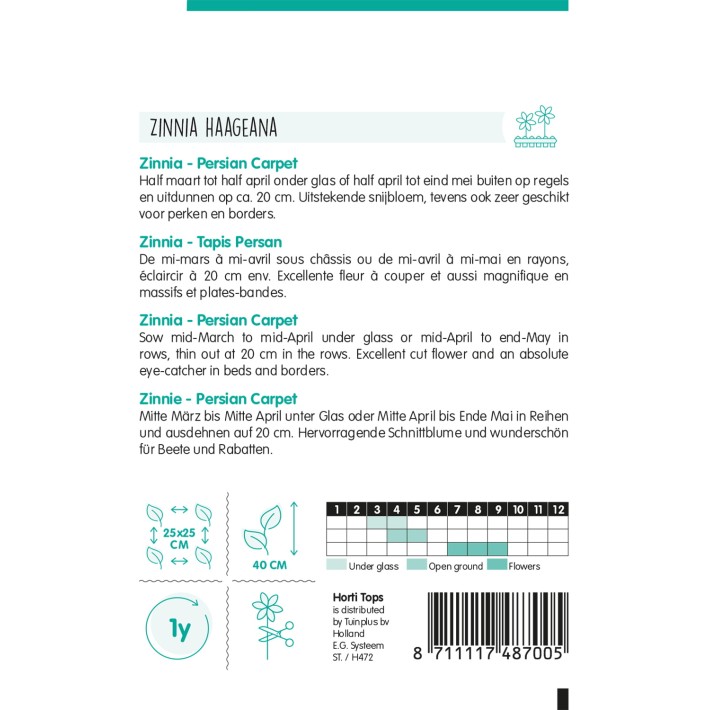 Horti Tops® Zinnia Haageana Tapis Persan Variee