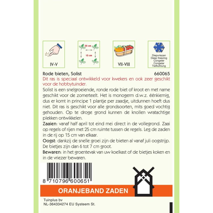 Oranjeband® Beetroot Solist, Monogerm