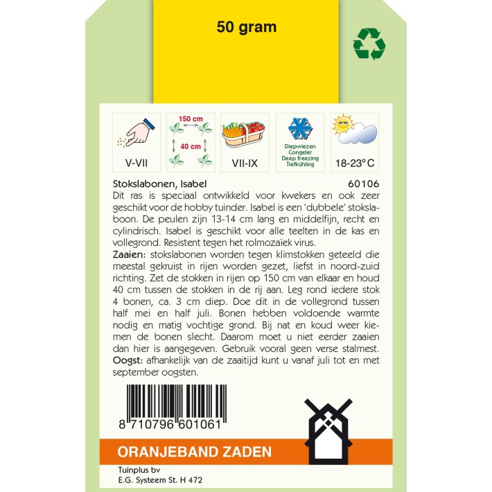 Oranjeband® Haricot à rames Isabel, 50g