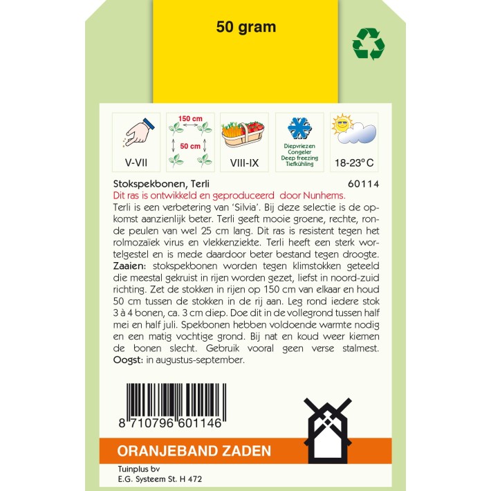 Oranjeband® Haricot A Rames Terli, 50g