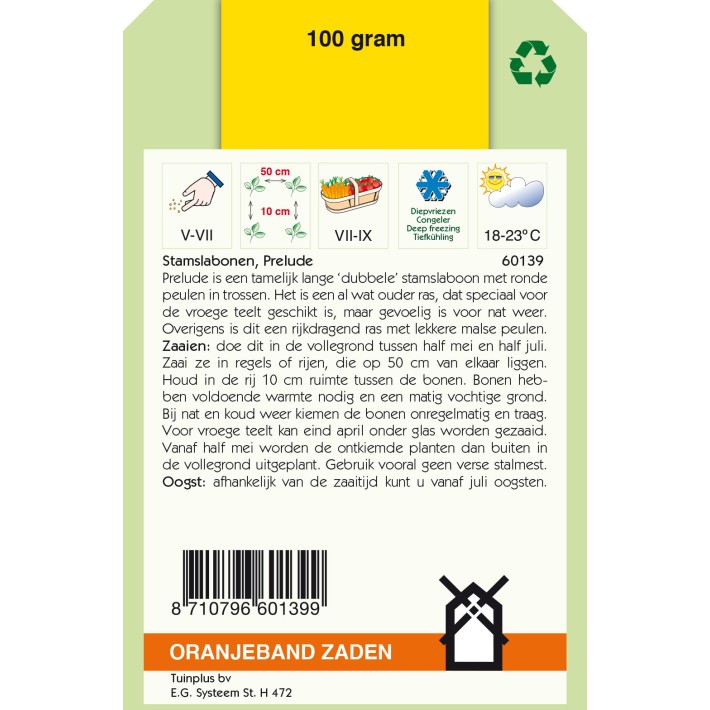Oranjeband® Dwarf French beans Prelude, 100g