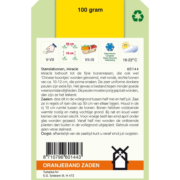 Oranjeband® Dwarf French Beans Miracle, 100g