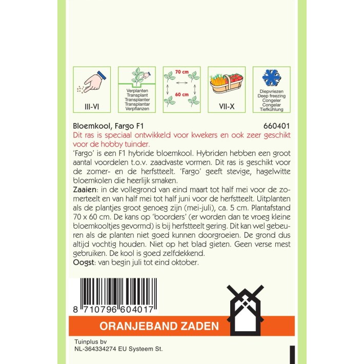 Oranjeband® Cauliflower Fargo F1