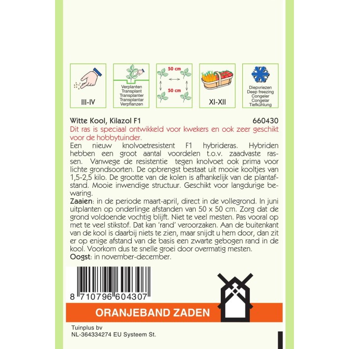 Oranjeband® Chou blanc, Kilazol F1