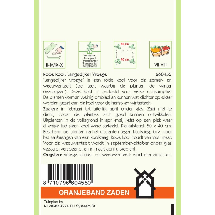 Oranjeband® Chou Rouge Hatif De Langedijk